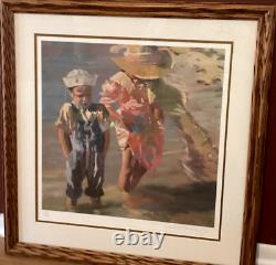 C. W. Mundy Beach Watch Impressionism Limited Edition Hand Signed Custom Framed