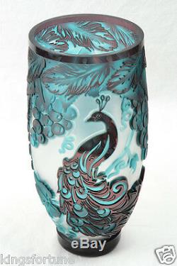 Cameo Vase Concord Peacock Cranberry Green Crystal (CC10046) Chris Carpenter