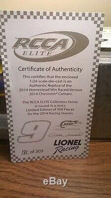 Chase Elliott Raced Homestead ELITE 1/24 diecast 2014 Camaro Dual Signed