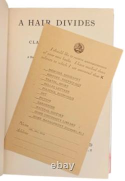 Claude Houghton / A Hair Divides Signed 1st Edition 1930