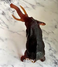 DAUM Large Bull Elephant Amber Crystal Pate de Verre Product #02568 Ltd Edition
