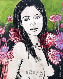 DAVID BROMLEY Nude Mallory With Flowers Signed Limited Edition Print, 70 x 55