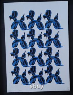 DEATH NYC Hand Signed LARGE Print Framed 16x20in COA 12 JEFF KOONS BLUE DOGS