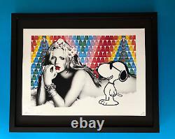 DEATH NYC Hand Signed LARGE Print Framed 16x20in COA KATE MOSS WITH BOW SNOOPY B