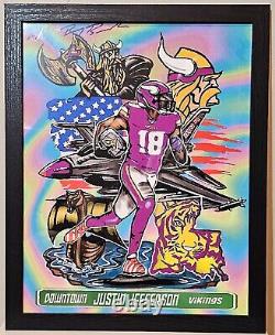 DOWNTOWN! Justin Jefferson Vikings Limited Edition /100 Sports Portrait Art