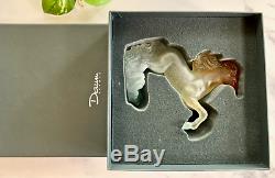 Daum Pate de Verre Crystal Wild Rearing Horse Signed Authentic with Box