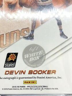 Devin Booker 2015-16 Panini Preferred Purple On Card Auto White Box 1/1 PSA 9
