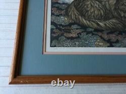 Dorothy Lundquist Cat and Pillows Limited Edition Etching Print, Signed, Framed