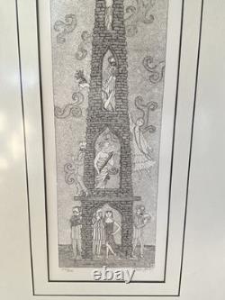 Edward Gorey Cat Tower Framed Limited Edition Print 511/850 Signed