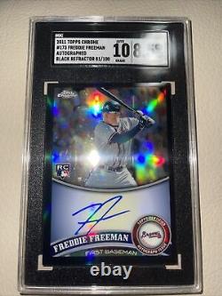 FREDDIE FREEMAN 2011 Topps Chrome BLACK Refractor AUTO /100 Braves rc Autograph