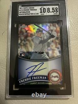 FREDDIE FREEMAN 2011 Topps Chrome BLACK Refractor AUTO /100 Braves rc Autograph