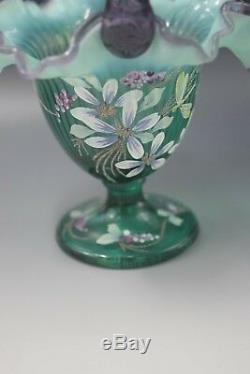 Fenton Art Glass New XXI Century Collection Basket Green Signed By All Fentons