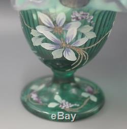 Fenton Art Glass New XXI Century Collection Basket Green Signed By All Fentons