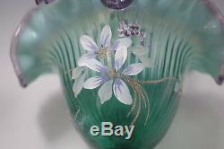 Fenton Art Glass New XXI Century Collection Basket Green Signed By All Fentons