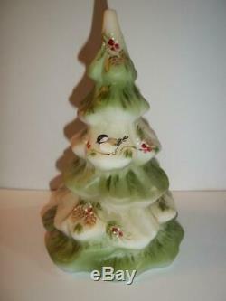 Fenton Glass Chickadee Bird Pinecone Christmas Tree Figurine Ltd Ed #32/32 Kibbe