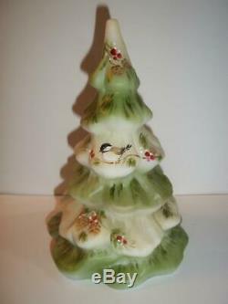 Fenton Glass Chickadee Bird Pinecone Christmas Tree Figurine Ltd Ed #32/32 Kibbe