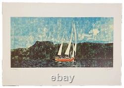 Fran Bull Signed Limited Edition Silkscreen Sky Day Sailboat 1980