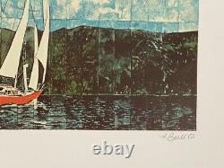 Fran Bull Signed Limited Edition Silkscreen Sky Day Sailboat 1980