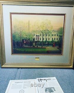 G. Harvey Signed Limited Edition Print 1600 Pennsylvania Ave. 344/1250 Framed