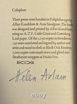 HELEN ADAM GONE SAILING Signed BEAT POETRY 1st ed. (1980) 1/1000 COPIES