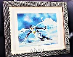 Hand Signed Downhill Skier Limited Edition Serigraph Print IN FRAME