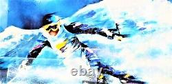 Hand Signed Downhill Skier Limited Edition Serigraph Print IN FRAME