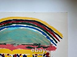 Hand Signed Limited Edition Menashe Kadishman Serigraph of Rainbow Over a Field