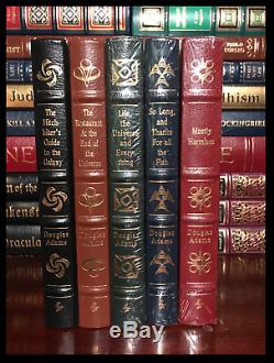 Hitchhiker's Guide To The Galaxy Set SIGNED DOUGLAS ADAMS Easton Press Leather