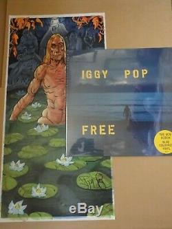 Iggy Pop Free Blue Coloured Lp Vinyl Record & Ltd Edt Of Only 50 Signed Print