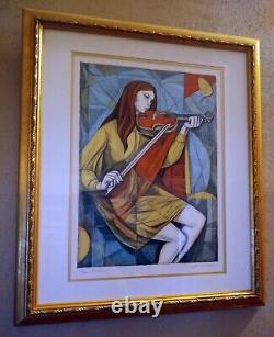 Irving Amen Violin Hand Signed Limited Edition Lithograph Litho Auto Art Music