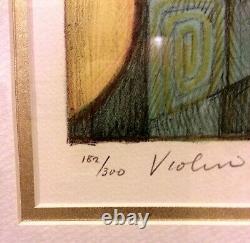 Irving Amen Violin Hand Signed Limited Edition Lithograph Litho Auto Art Music