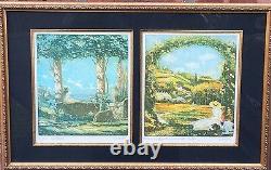 Italian Impressionist Artist Antonio Saliola Signed Double Color Engravings