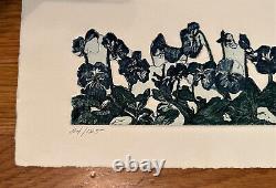 JILL FLINK Signed Limited Edition Etching Print PANSIES 24/125 w COA