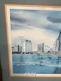 J. E. DRAPER City Skyline Painting. Limited Edition Signed Lithograph
