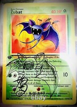 Kagemaru Himeno Signed Autograph 1st Edition Zubat with Sketch 57/62 Pokémon RARE