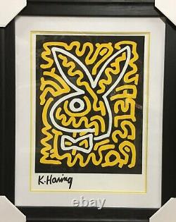 Keith Haring Bunny II CUSTOM FRAMED Limited Edition Serigraph Art Rare Playboy