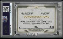 Ken Griffey Jr. & Mike Trout 2021 Topps Definitive On-card Dual Auto /10 Psa 10