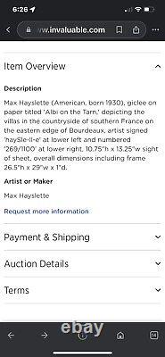 Limited Edition Max Hayslette Signed, Numbered Matted and Framed ready to hang