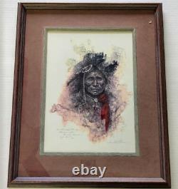 Limited Edition Native American Chief 45/250 Robert Garner pencil signed Framed