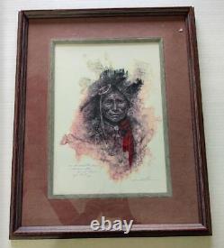 Limited Edition Native American Chief 45/250 Robert Garner pencil signed Framed