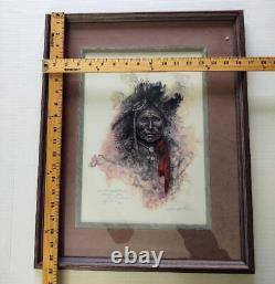 Limited Edition Native American Chief 45/250 Robert Garner pencil signed Framed