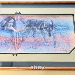 Limited Edition Native American & Wolf 95/250 Kathleen M Morrow Signed Litho