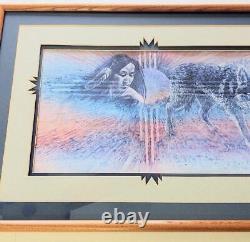 Limited Edition Native American & Wolf 95/250 Kathleen M Morrow Signed Litho