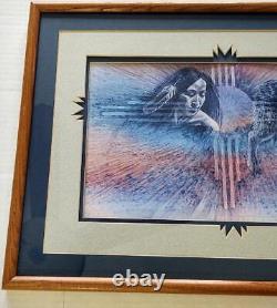 Limited Edition Native American & Wolf 95/250 Kathleen M Morrow Signed Litho