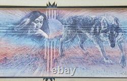 Limited Edition Native American & Wolf 95/250 Kathleen M Morrow Signed Litho