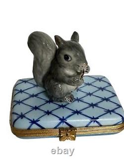 Limoges Trinket Box Peint Main France Signed Limited Edition Numbered Squirrel