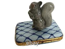 Limoges Trinket Box Peint Main France Signed Limited Edition Numbered Squirrel
