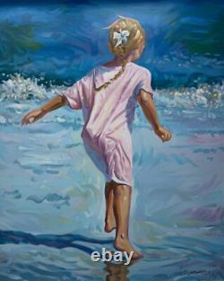 Lindsay Dawson BEACH GIRL Hand Signed Limited Edition Canvas Serigraph 30 x 24