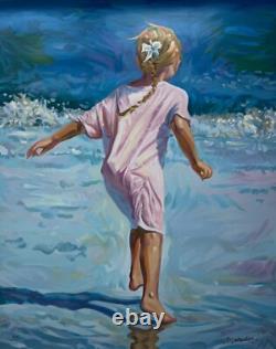 Lindsay Dawson BEACH GIRL Hand Signed Limited Edition Canvas Serigraph 30 x 24