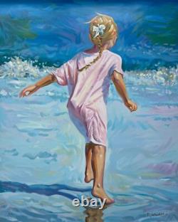 Lindsay Dawson BEACH GIRL Hand Signed Limited Edition Canvas Serigraph 30 x 24